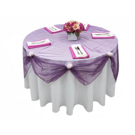 Organza Round Tablecloth  96" Purple