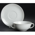 White Rim China Soup Cup and Saucer