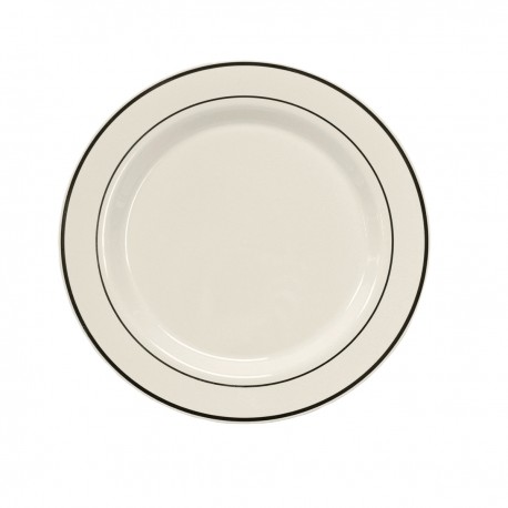 White Dinner Plate 10 ¼” with Silver Band