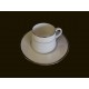 White Demitasse Cup and Saucer with Silver Band